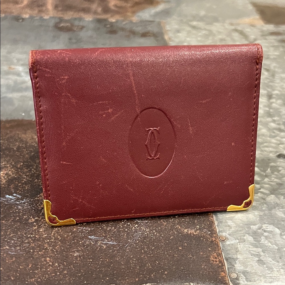 Cartier Paris | Bordeaux Leather with Gold Hardware Bill Holder Wallet
